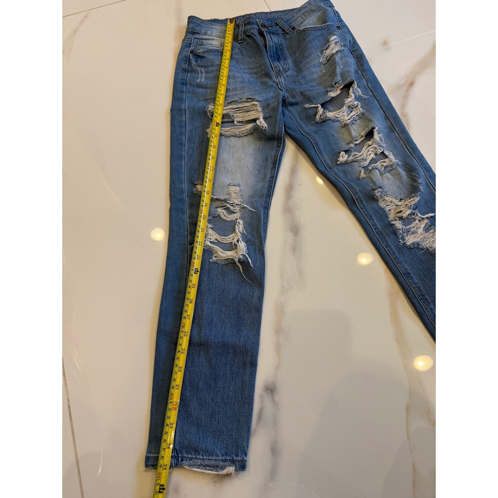 Gogo Jeans Womens High Rise Ankle Distressed Ripped Slim Denim Blue Size 7/28 - Picture 6 of 7